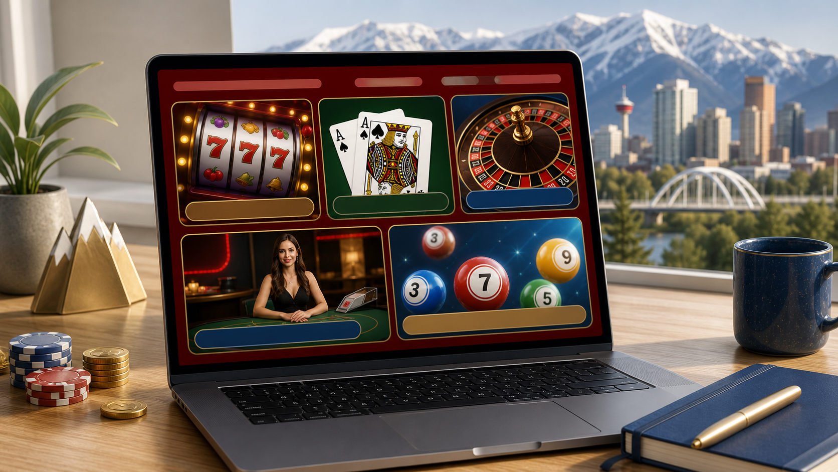 Generic casino lobby with slots and table games