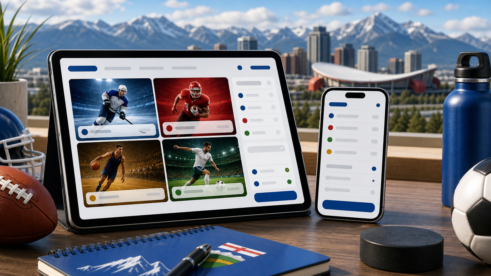 Sports markets and bet slip on desktop and phone